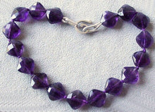 Load image into Gallery viewer, Faceted Square Deep Amethyst &amp; Silver Bracelet 400004 - PremiumBead Primary Image 1
