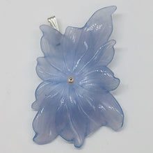 Load image into Gallery viewer, Hand Carved Blue Chalcedony Flower Sterling Silver Pendant! | 2 1/2&quot; Long |
