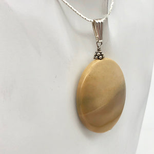 Natural Golden Mookaite Coin w/ Sterling Silver Pendant | 36mm | 2.19" Long - PremiumBead Alternate Image 10