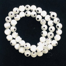 Load image into Gallery viewer, Lampwork Glass Eye 14" Strand Round Beads | 8 mm | White | 48 Beads }
