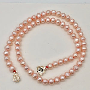 Perfect Peach 6mm Freshwater Pearl and Silver 16.5 inch Necklace
