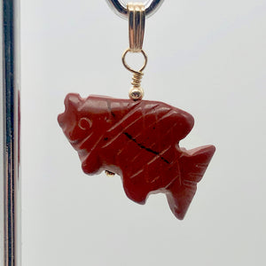 Jasper Koi Fish Pendant Necklace | Semi Precious Stone Jewelry | 14kgf Pendant | - PremiumBead Alternate Image 9