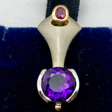 Load image into Gallery viewer, Amethyst Ruby Precious Stone Sterling Silver Pendant Necklace - PremiumBead Alternate Image 4
