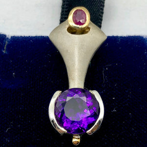 Amethyst Ruby Precious Stone Sterling Silver Pendant Necklace - PremiumBead Alternate Image 4