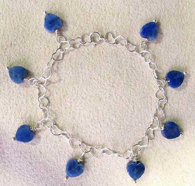 Love! Blue Sodalite Solid Sterling Silver Heart Bracelet 009223B - PremiumBead Primary Image 1
