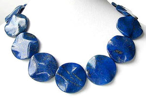 Rare 1 Natural, Untreated Lapis Lazuli Carved Wavy Disc Bead 007258 - PremiumBead Alternate Image 3
