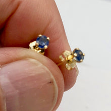 Load image into Gallery viewer, Blue Sapphire 14K Gold Earrings | 3mm | Blue | Stud | - PremiumBead Alternate Image 2
