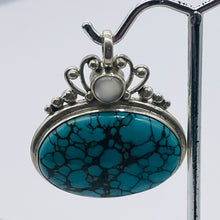 Load image into Gallery viewer, Turquoise Moonstone Goddess Sterling Silver Pendant | 1 1/2&quot; Long | Blue Black |
