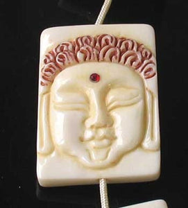 Scrimshawed & Carved Buddha Centerpiece Waterbuffalo Bone Bead 10309A - PremiumBead Primary Image 1