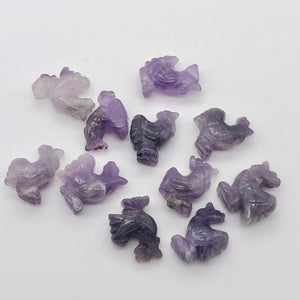 2 Cute Carved Nartural Amethyst Rooster Beads | 19x13mm | Purple - PremiumBead Alternate Image 2