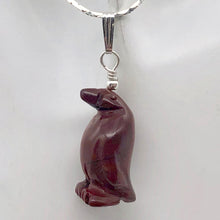 Load image into Gallery viewer, March of The Penguins Jasper Carved Bead &amp; Silver Pendant| 1 3/8&quot; Long| Red | - PremiumBead Primary Image 1
