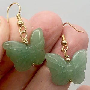 Aventurine Butterfly 14Kgf Gold Earrings | Semi Precious Stone Jewelry | - PremiumBead Alternate Image 3