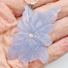 Load image into Gallery viewer, Hand Carved Blue Chalcedony Flower Sterling Silver Pendant! | 2 1/2&quot; Long |
