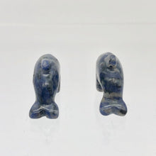 Load image into Gallery viewer, Unique 2 Carved Sodalite Jumping Dolphin Beads | 25x11x8mm | Blue white - PremiumBead Alternate Image 10
