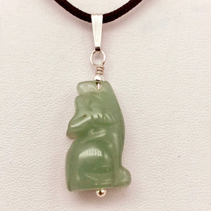 Howling Aventurine Wolf Solid Sterling Silver Pendant | 1.44" (Long) - PremiumBead Alternate Image 3