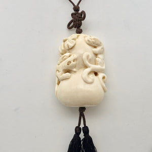 Intricate Waterbuffalo Bone Leopard Dragon Leaf Necklace 8128K - PremiumBead Primary Image 1