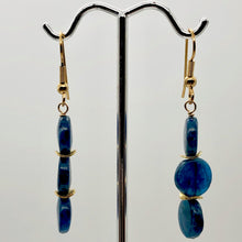 Load image into Gallery viewer, Dazzle Blue Apatite 10mm Coin14K Gold Filled Earrings | 2 Inch Drop |

