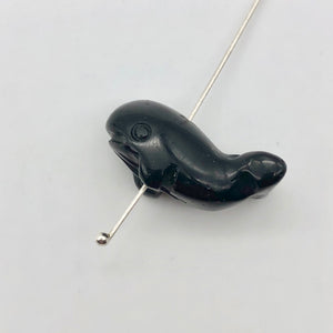 Carved Sea Animals 2 Obsidian Whale Beads | 21x12x10mm | Black - PremiumBead Alternate Image 5