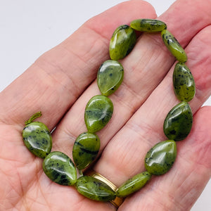 7 Beads of Premium Briolette Nephrite Jade Beads 10264P