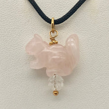 Load image into Gallery viewer, Rose Quartz Squirrel Pendant Necklace|Semi Precious Stone Jewelry|14k Pendant
