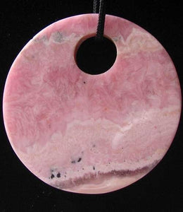 Natural Lacy Pink Rhodochrosite 50mm Pi Circle Pendant - PremiumBead Primary Image 1