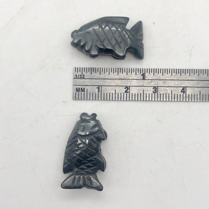 Carved Hematite Fish Figurine Worry Stone | 23x11x5mm | Silver Black - PremiumBead Alternate Image 7