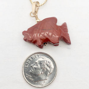 Jasper Koi Fish Pendant Necklace | Semi Precious Stone Jewelry | 14kgf Pendant | - PremiumBead Alternate Image 5