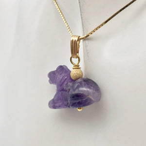 Amethyst Horse Pendant Necklace | Semi Precious Stone Jewelry | 14k Pendant - PremiumBead Alternate Image 3