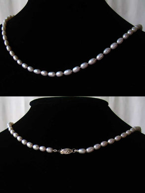 Elegant Platinum White Freshwater Pearl & Silver 20 inch Necklace 9915H - PremiumBead Primary Image 1