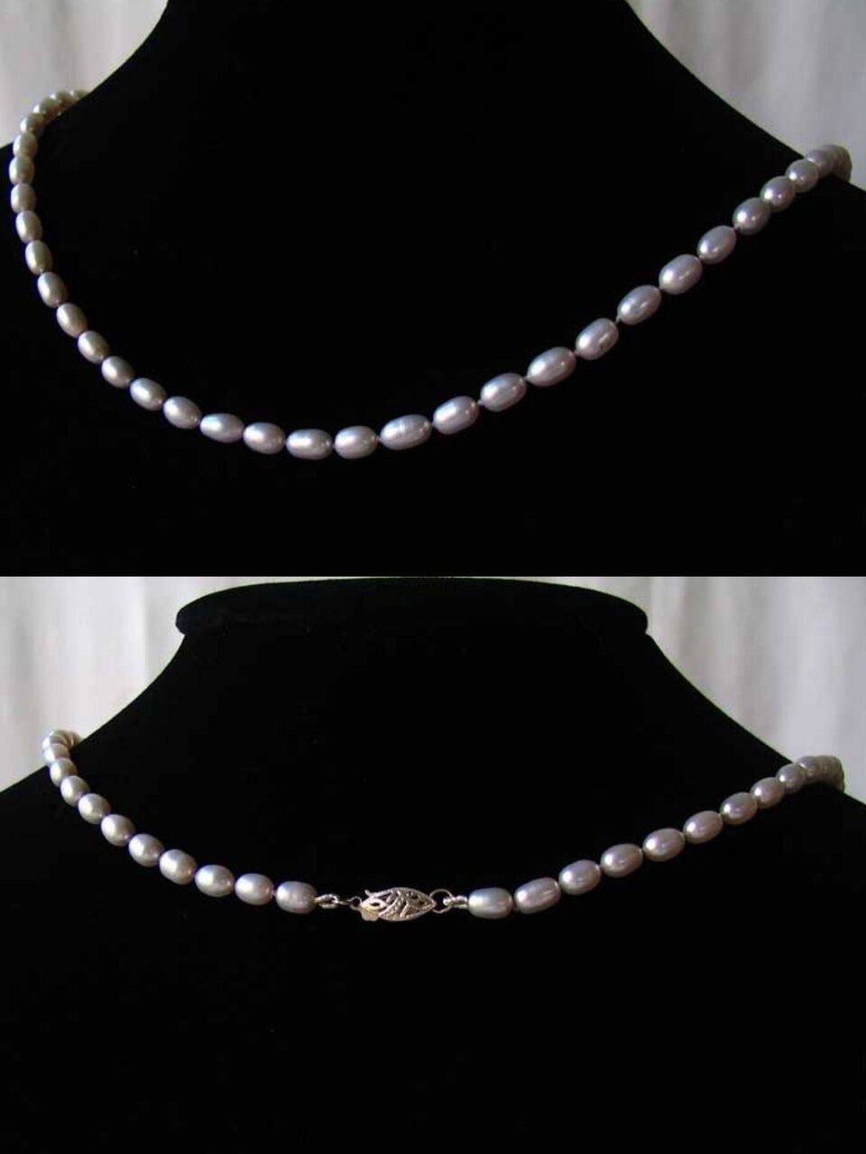 Elegant Platinum White Freshwater Pearl & Silver 20 inch Necklace 9915H - PremiumBead Primary Image 1