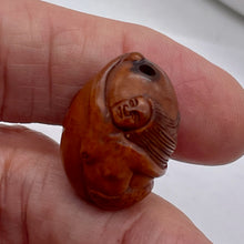 Load image into Gallery viewer, Carved Signed Boxwood Mermaid Bead | 26x20mm | Bown
