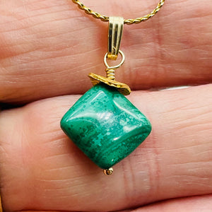 Malachite 8mm 14K Gold Filled Drop/Dangle | 1" Long | Green | 1 Pendant |