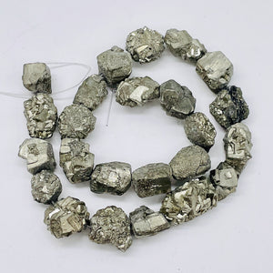 Pyrite Crystals Strand | 20x17x15 to 15x13x10mm | Silver Gold | 27 Beads |