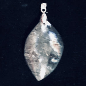 Labradorite Sterling Silver Natural | 1 1/2" Long | Blue Orange | 1 Pendant |