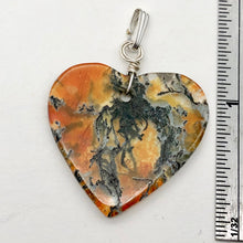 Load image into Gallery viewer, Limbcast Agate Valentine Heart Silver Pendant | 1 1/2 Inch Long | Orange/Green | - PremiumBead Alternate Image 2
