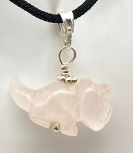 Load image into Gallery viewer, Pink Dinosaur Pendant Rose Quartz Triceratops Sterling Silver Pendant 509303RQS | 22x12x7.5mm (Triceratops), 6.8mm (Bail Opening), 1&quot; (Long) | Pink - PremiumBead Primary Image 1

