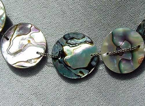 Exotic! Double- Drilled Abalone Coin (3) Three 10x3mm Beads! 5063 - PremiumBead Primary Image 1