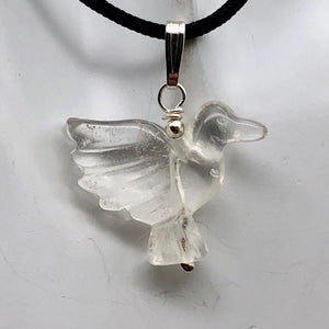 Quartz Dove Pendant Necklace | Semi Precious Stone Jewelry | Silver | 1 1/8" | - PremiumBead Alternate Image 4