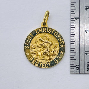 Saint Christopher 3 Gram 14K Round Medal | 1" Long | Gold | 1 Pendant |
