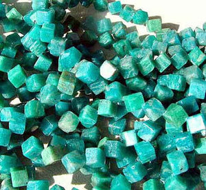 4 Natural Russian Amazonite Diagonal Cube Beads 7396 - PremiumBead Alternate Image 2