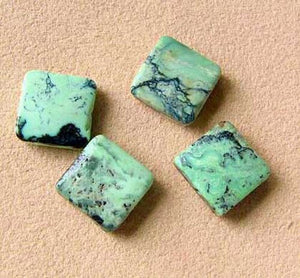 4 Beads of Mojito Mint Green Turquoise Square Coin Beads 7412C - PremiumBead Primary Image 1