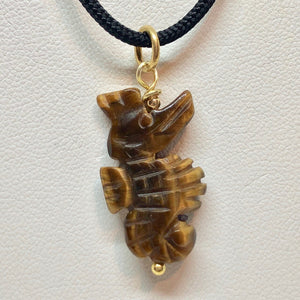 Tigereye Carved Seahorse W/22K Vermeil Pendant - So Cute! 509244TEG - PremiumBead Primary Image 1