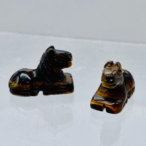 Trusty Steed 2 Carved Tiger's Eye Horse Pony Beads