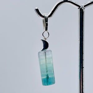 Fluorite Sterling Silver Drop/Dangle Pendant | 1" Long | Blue | 1 Pendant |