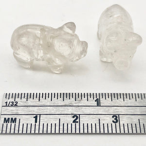 Carved Quartz Pig Semi Precious Gemstone Bead Figurine! | 21x13x9.5mm | Clear