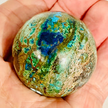 Load image into Gallery viewer, Azurite Malachite Chrysoprase Scry Round Sphere | 45mm | Green/Blue/Brown | 1 |
