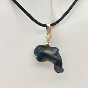 Happy Obsidian Orca Whale 14K Gold Filled 1.06" Long Pendant 509301ORG - PremiumBead Alternate Image 7