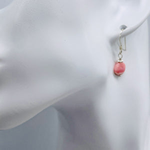Rhodochrosite Sterling Silver Drop Earrings | 3/4" Long | Pink | 1 Pair |