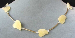 Unqiue Carved Yellow Jade Leaf and 14Kgf Necklace 6138 - PremiumBead Alternate Image 2