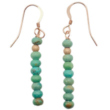 Load image into Gallery viewer, Unique Natural USA Green Turquoise 14K Rose Gold Filled Earrings | 1 1/2&quot; Long |
